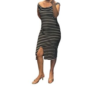 Heart & Hips Black and White  Midi Dress